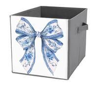 Jubonexis IChinoiserie - Cubos de almacenamiento con lazo grande de acuarela y plegables, cestas de almacenamiento de tela decorativas, organizadores para el hogar con asas para estantes, armario, 27