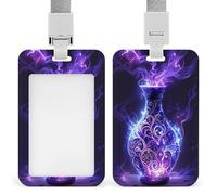Jubonexis Jarrón de estilo fantasía azul oscuro para tarjetas de identificación, con clip retráctil, protector de tarjetas, etiqueta de nombre para trabajo, oficina, médico, enfermera