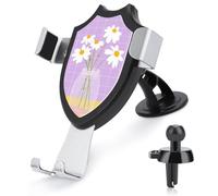 Jubonexis Jarrón simple con margaritas blancas, soporte para teléfono de coche, base de clip triangular, soporte para teléfono celular, accesorios automotrices para teléfonos inteligentes de 4 a 6