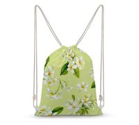 Jubonexis Jasmine Clusters on Pale Yellow-Green - Mochila de lona con cordón, ligera, deportiva, gimnasio, para hombres y mujeres