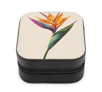 Jubonexis Joyero pequeño con diseño de pájaro del paraíso y flores, portátil, de piel sintética, con soporte para almacenamiento, para viajes, para mujer