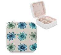 Jubonexis Joyero pequeño con lazo azul hielo plateado y verde mar con remolino, organizador de joyas portátil de piel sintética, mini estuche de viaje