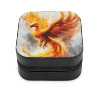 Jubonexis Joyero pequeño Phoenix Out of Fire portátil de piel sintética con soporte para almacenamiento de exhibición para mujer