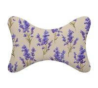Jubonexis Juego de 2 almohadas de cuello de coche con flores de lavanda, almohadas de viaje para el cuello, reposacabezas de automóvil, almohada de hueso para asiento de coche