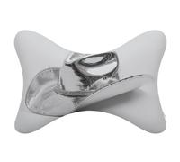 Jubonexis Juego de 2 almohadas de cuello de coche con sombrero de vaquero plateado, almohadas de cuello de viaje, almohada de hueso para asiento de coche