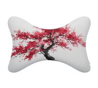 Jubonexis Juego de 2 almohadas de cuello de coche de acuarela de cerezo, almohadas de cuello de viaje, reposacabezas de automóvil, almohada de hueso para asiento de coche