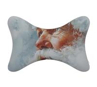 Jubonexis Juego de 2 almohadas de cuello de coche de Papá Noel en la nieve, almohadas de viaje para el cuello, reposacabezas de automóvil, almohada de hueso para asiento de coche