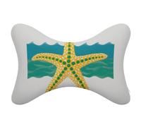 Jubonexis Juego de 2 almohadas minimalistas para el cuello del coche, diseño de estrella de mar, almohadas de viaje para el cuello, reposacabezas para asiento de coche