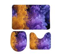 Jubonexis Juego de 3 alfombras de baño coloridas de color morado ahumado y naranja, tapetes de baño, cubierta de tapa de inodoro en forma de U, tapete de contorno, tapete de ducha para baño, tina e