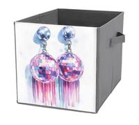 Jubonexis Juego de aretes de bola de discoteca de acuarela, cubos de almacenamiento, cubos de almacenamiento, plegables, cestas de almacenamiento de tela decorativas, organizadores del hogar con asas