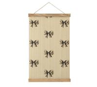 Jubonexis Kit de arte de pared con lazos y cintas en lienzo beige, marco de madera, colgador de pósteres, para colgar fotos