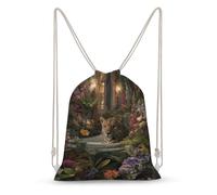 Jubonexis Leopard in The Bathtub - Mochila de lona con cordón y flores, ligera, deportiva, para gimnasio, para hombres y mujeres