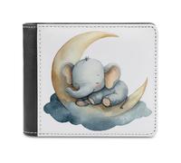 Jubonexis Lephant Sleeping on The Moon - Cartera plegable de piel sintética suave de acuarela, monedero, funda para tarjetas de crédito, tarjetero duradero, billetera delgada para hombres y mujeres