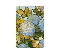 Jubonexis Letreros de metal de estaño con diseño de flores de crisantemo azul pálido, decoración de pared para bar, pub, club, cafetería, habitación de campo, color blanco, 30 x 20 cm