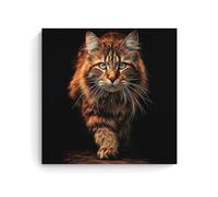 Jubonexis Lienzo decorativo para pared, diseño de gato majestuoso caminando hacia adelante, pintura estética para sala de estar, decoración de granja, 40 x 40 cm, sin marco
