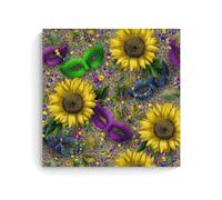Jubonexis Lienzo decorativo para pared, diseño de girasoles amarillos, máscaras de carnaval sobre leopardo, pintura estética para sala de estar, decoración de granja, 40 x 40 cm, sin marco