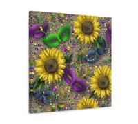 Jubonexis Lienzo decorativo para pared, diseño de girasoles amarillos, máscaras de carnaval sobre leopardo, cuadro estético para sala de estar, decoración de granja, marco de 40 x 40 cm