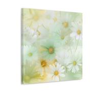 Jubonexis Lienzo decorativo para pared, diseño de margaritas con fondo de arco iris, color amarillo menta claro, para decoración de sala de estar, granja, 40 x 40 cm, marco