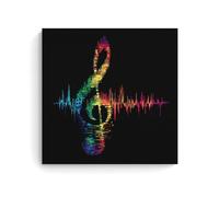 Jubonexis Lienzo decorativo para pared, diseño de notas musicales y latidos del corazón, diseño de arco iris, cuadro estético para sala de estar, decoración de granja, 40 x 40 cm, sin marco