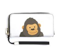 Jubonexis Linda cartera de piel sintética minimalista con diseño de gorila de dibujos animados, monedero, funda para tarjetas de crédito, almacenamiento de dinero duradero para mujeres y hombres