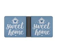 Jubonexis Lindas palabras dibujadas a mano Sweet Home en piel sintética suave azul, monedero, funda para tarjetas de crédito, tarjetero duradero, billetera delgada para hombres y mujeres