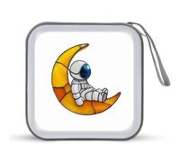 Jubonexis Lindo astronauta sentado en la luna creciente funda de almacenamiento portátil para CD DVD para coche, casa o viajes
