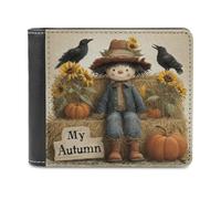 Jubonexis Lindo espantapájaros My Autumn Sunflowers Crows - Cartera plegable de piel sintética suave, monedero, funda para tarjetas de crédito, tarjetero duradero, billetera delgada para hombres y