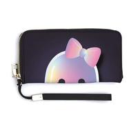 Jubonexis Lindo fantasma con un lazo de piel sintética larga plegable cartera, monedero, funda para tarjetas de crédito, almacenamiento de dinero duradero para mujeres y hombres