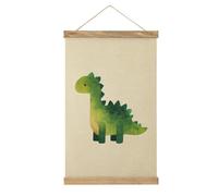 Jubonexis Lindo lienzo minimalista de acuarela con diseño de dinosaurio verde, marco de madera, colgador de pósteres, kit de arte de pared