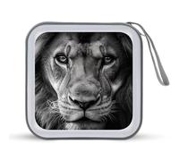 Jubonexis Lion Head - Estuche portátil para CD o DVD, color blanco y negro