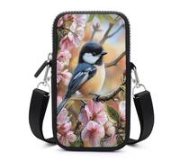 Jubonexis Little Chickadee Bird in Flower - Bolsa cruzada para teléfono móvil con correa ajustable