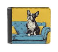 Jubonexis Little Dog Sit on the Sofa - Cartera plegable de piel sintética suave, monedero, funda para tarjetas de crédito, tarjetero duradero, billetera delgada para hombres y mujeres, almacenamiento
