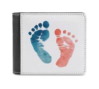 Jubonexis Little Feet Prints - Cartera plegable de piel sintética suave, color azul y naranja, monedero, funda para tarjetas de crédito, tarjetero duradero, billetera delgada para hombres y mujeres