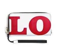 Jubonexis Love in Bold - Cartera larga de piel sintética con letras rojas, monedero, funda para tarjetas de crédito, almacenamiento de dinero duradero para mujeres y hombres