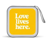 Jubonexis Love Lives Here on Yellow - Estuche portátil para CD y DVD