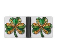 Jubonexis Lucky Shamrock Clover - Cartera plegable de piel sintética suave con vidrieras, monedero, funda para tarjetas de crédito, tarjetero duradero, billetera delgada para hombres y mujeres