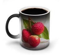 Jubonexis Lychee - Taza de café de cerámica que cambia de color, taza de café novedosa divertida taza de té y agua, 325 ml