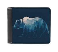 Jubonexis Majestic Bear Pine Trees Mountain - Cartera plegable de piel sintética suave minimalista, monedero, funda para tarjetas de crédito, tarjetero duradero, billetera delgada para hombres y
