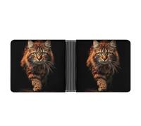 Jubonexis Majestic - Cartera plegable de piel sintética suave con diseño de gato caminando hacia adelante, monedero, funda para tarjetas de crédito, tarjetero duradero, billetera delgada para hombres