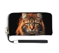 Jubonexis Majestic Cat Walking Forward - Cartera larga de piel sintética con diseño de gato caminando hacia adelante, monedero, funda para tarjetas de crédito, almacenamiento de dinero duradero para
