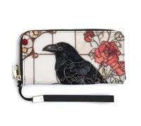 Jubonexis Majestic Raven - Cartera larga plegable de piel sintética con diseño de calavera de libro antiguo, monedero, funda para tarjetas de crédito, almacenamiento de dinero duradero para mujeres y
