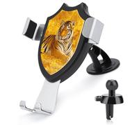 Jubonexis Majestic Tiger - Soporte para teléfono de coche, diseño de hojas amarillas y naranjas, soporte de clip triangular para rejilla de ventilación, accesorios automotrices para teléfonos