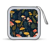 Jubonexis Maletín portátil para CD y DVD, diseño de hongos y helechos para coche, casa, viajes