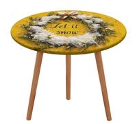 Jubonexis Mantel redondo con diseño de corona de ramas de pino, color amarillo, impermeable, elástico, ajustable, para picnic, camping, comedor, 50 pulgadas