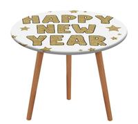 Jubonexis Mantel redondo con diseño de Feliz Año Nuevo en color dorado brillante, impermeable, elástico, ajustable, para picnic, camping, comedor, 50 pulgadas