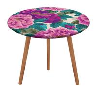 Jubonexis Mantel redondo con estampado floral vibrante, diseño de flores grandes, impermeables, elásticas, para picnic, camping, comedor, 130 cm