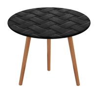 Jubonexis Mantel redondo de cuero negro, impermeable, elástico, ajustable, para picnic, camping, comedor, 50 pulgadas