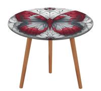 Jubonexis Mantel redondo elegante de vidrieras, diseño de mariposas, color rojo y gris, impermeable, elástico, ajustable, para picnic, camping, comedor, 50 pulgadas