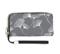 Jubonexis Minimal Line Art of Ginkgo - Cartera larga plegable de piel sintética, monedero, funda para tarjetas de crédito, almacenamiento de dinero duradero para mujeres y hombres