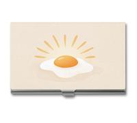 Jubonexis Minimal Mid Century Sunny Side Up Egg - Tarjetero delgado de metal para tarjetas de visita para mujeres y hombres